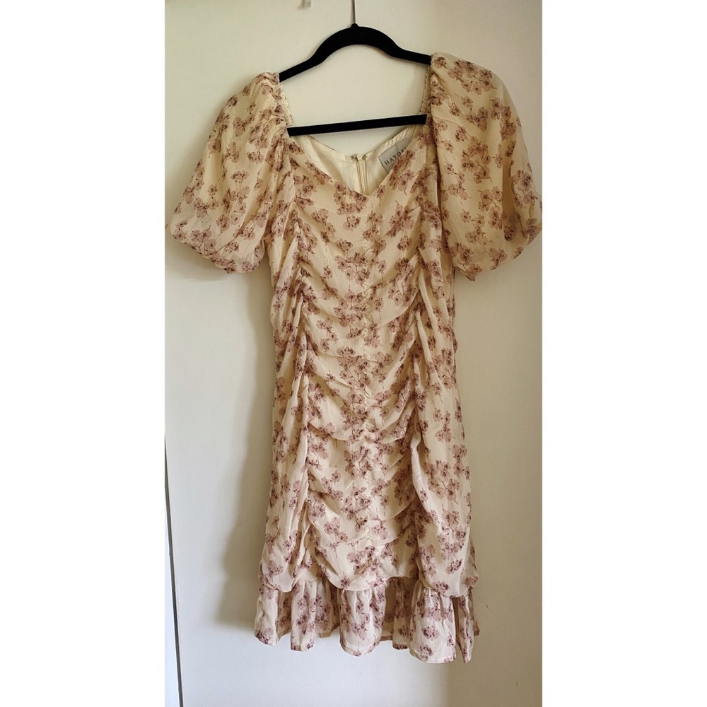 Floral ruched mini dress